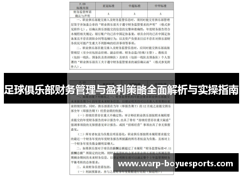 足球俱乐部财务管理与盈利策略全面解析与实操指南 足球俱乐部财务管理与盈利策略全面解析与实操指南